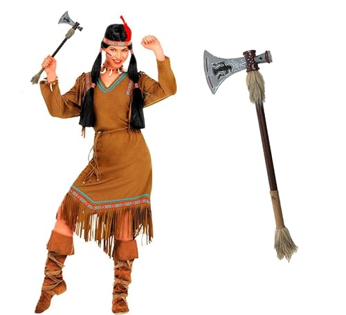 ZZ DISFRAZZES Indisches Damen-Kostüm, Indigena-Kostüm für Erwachsene, Karneval, indisches Kleid, mit Zubehör für Karneval (Größe M) von ZZ DISFRAZZES