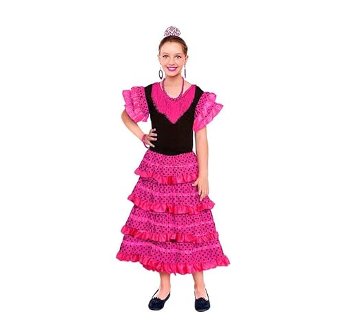 ZZ DISFRAZZES Klassisches Sevillana-Kostüm, Fuchsia, mit schwarzen Punkten, für Mädchen (Größe 10 Jahre) von ZZ DISFRAZZES