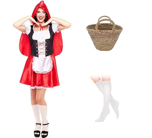 ZZ DISFRAZZES | Kostüm für Damen, Rotkäppchen-Kostüm für Erwachsene, Karneval, Rotkäppchen-Kostüm, mit Zubehör für Karneval (Größe L) von ZZ DISFRAZZES