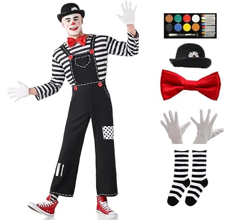 ZZ DISFRAZZES Mimo-Kostüm für Herren, Mimo-Kostüm für Erwachsene, Karneval, Mimo-Set, mit Zubehör für Karneval (Größe M) von ZZ DISFRAZZES