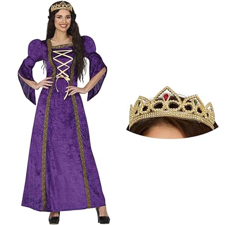 ZZ DISFRAZZES Mittelalterliches Kostüm für Damen, Mittelalter-Kostüm für Erwachsene, Karneval, mittelalterliches Kleid, Prinzessinnen-Kostüm mit Zubehör für Karneval (Größe S) von ZZ DISFRAZZES