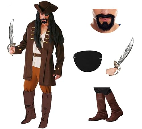 ZZ DISFRAZZES Piratenkostüm für Herren, Piratenkostüm für Erwachsene, Karneval, Piratenkostüm mit Zubehör für Karneval (Größe XXL) von ZZ DISFRAZZES