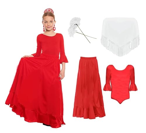 ZZ DISFRAZZES Sevillana-Kostüm für Mädchen, Flamenco-Kid mit Zubehör, Sevillana-Kleid, Aprilmese, Karneval und Themenpartys (Größe 4 Jahre) von ZZ DISFRAZZES