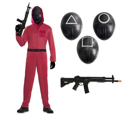 ZZ DISFRAZZES Soldaten-Kostüm für Herren, roter Overall, für Erwachsene, Karneval, roter Overall, Schutzkostüm mit Zubehör für Karneval (XL) von ZZ DISFRAZZES