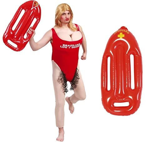 ZZ DISFRAZZES Strandbewachter-Kostüm mit Accessoire für Herren, Rettungsschwimmer mit Rettungsschwimmer für Partys, Karneval und Junggesellenabschiede - Rot (M 48-50) von ZZ DISFRAZZES
