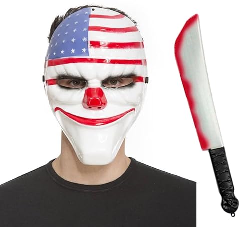 ZZ DISFRAZZES | USA-Kostüm für Halloween, Clown-Maske für Erwachsene, mit Messer – Masken für Halloween und Karneval ZZ DISFRAZZES | USA-Kostüm für Halloween, Clown-Maske für Erwachsene, mit Messer – Masken für Halloween und Karneval von ZZ DISFRAZZES