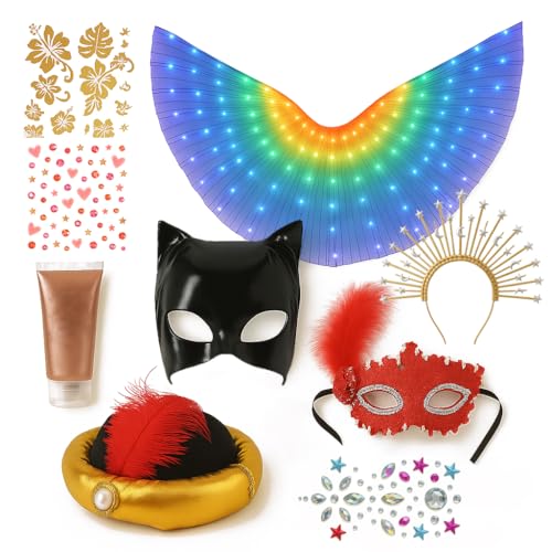 ZZ DISFRAZZES Verrückte Zeit Hochzeit Kit – Partyzubehör-Set – Hüte, Brillen, Masken, Masken und mehr – Kostüme für Animation und Photobooth (Mix) von ZZ DISFRAZZES