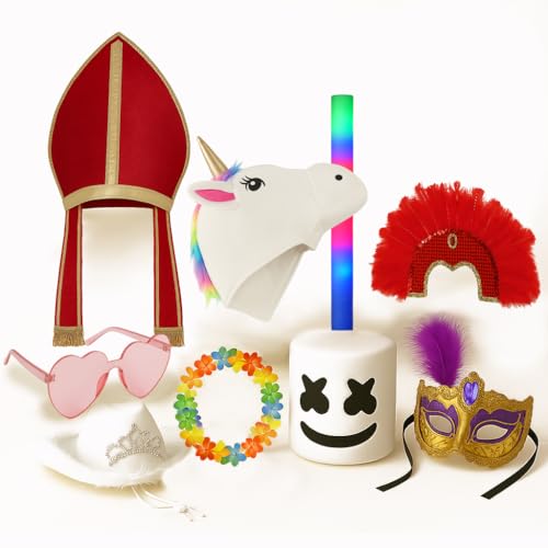 ZZ DISFRAZZES Verrückte Zeit Hochzeitsset – Partyzubehör-Set – Hüte, Brillen, Masken, Masken und mehr – Kostüme für Animation und Photobooth (Premium) von ZZ DISFRAZZES