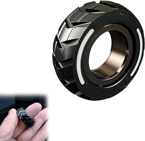 Doppelfunktions-Fidget-Ring aus Edelstahl für Motorradreifen. 【Neu】 Fidget-Ring für Männer, Fidget-Spinner-Ring, Fidget-Ringe-Angstspielzeug,Black von ZZAFDZ