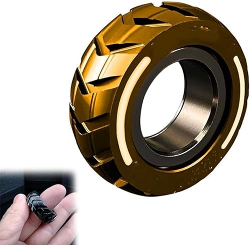 Doppelfunktions-Fidget-Ring aus Edelstahl für Motorradreifen. 【Neu】 Fidget-Ring für Männer, Fidget-Spinner-Ring, Fidget-Ringe-Angstspielzeug,Gold von ZZAFDZ