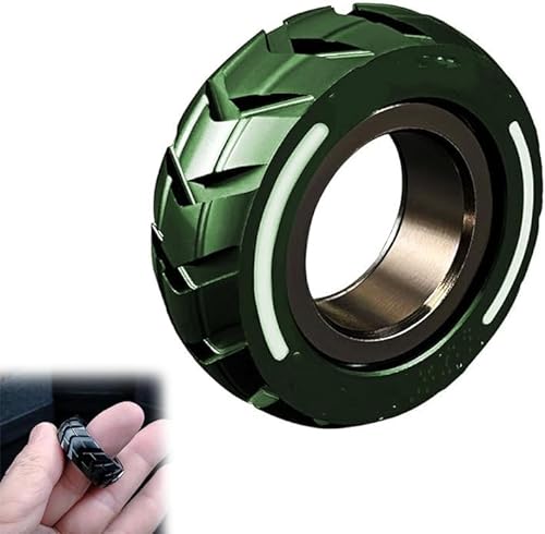 Doppelfunktions-Fidget-Ring aus Edelstahl für Motorradreifen. 【Neu】 Fidget-Ring für Männer, Fidget-Spinner-Ring, Fidget-Ringe-Angstspielzeug,Green von ZZAFDZ