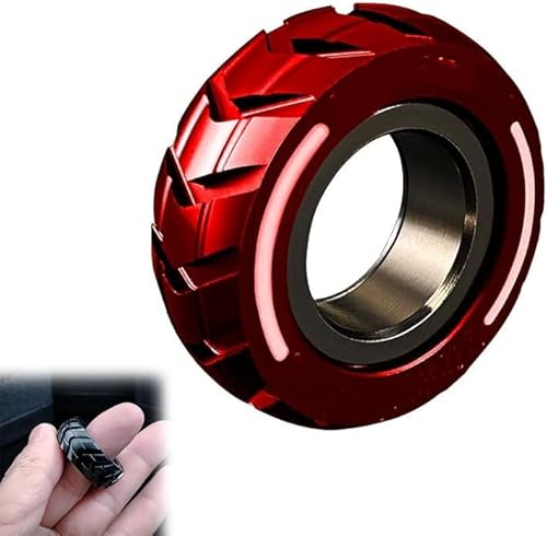 Doppelfunktions-Fidget-Ring aus Edelstahl für Motorradreifen. 【Neu】 Fidget-Ring für Männer, Fidget-Spinner-Ring, Fidget-Ringe-Angstspielzeug,Red von ZZAFDZ