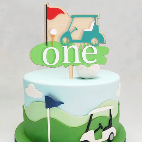 Tortenaufsatz zum 1. Geburtstag, Motiv: Golf Boy 1. Geburtstag, Hochstuhl-Banner, Loch in einem Hochstuhl, Dekoration, Her His First Year Sports Smash Cake Hintergrund Banner von ZZDCMS