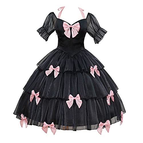 ZZEQYG Lolita-Kleid für Damen, Gothic-Stil, rosa Puffärmel, mit Schleife, Schwarz-op, L ZZEQYG Lolita-Kleid für Damen, Gothic-Stil, rosa Puffärmel, mit Schleife, Schwarz-op, L von ZZEQYG
