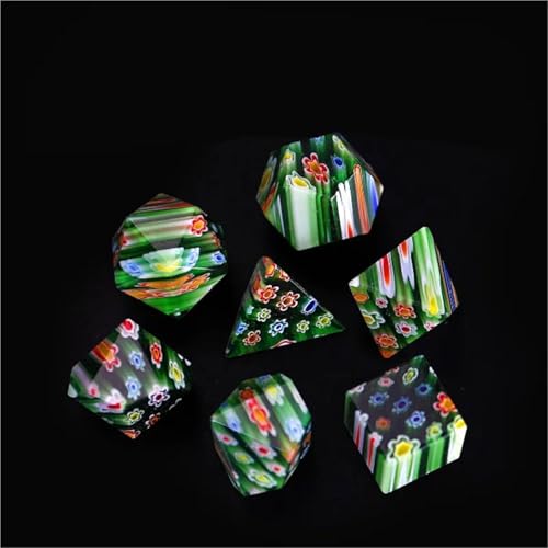 Polyedrisches Würfel-Set aus bunten Kristallen, 7-teilig, Brettspiel-Würfel für RPG- und Tischspiele (mit Zahl) von ZZGXWM