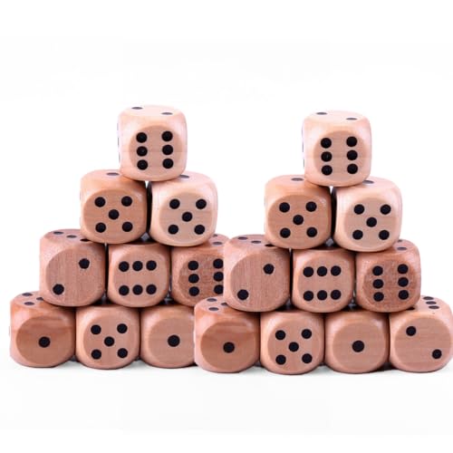 20pcs Große D6 Holzwürfel Würfel-Set, 2cm - Natürlich holzwürfel würfel groß schockbesteck von ZZHBOO
