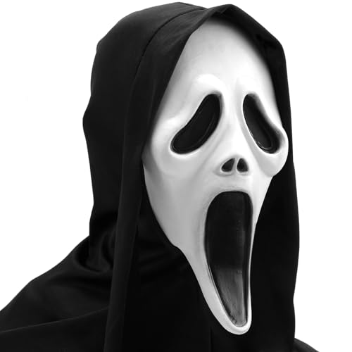 ZZOUFI Scream Maske für Kinder Erwachsene, Ghostface Maske Scary Movie, Halloween Maske Scream, Latex Ghost Face Mask, Gruselige Schrei Maske, Geist Maske von ZZOUFI