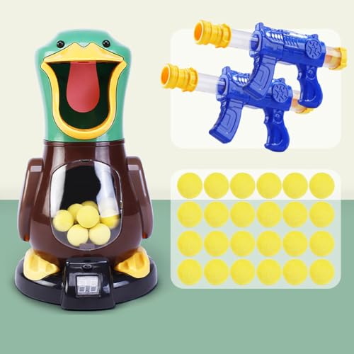 Abnehmbares Entenschießen Spielzeug, Schlag Mich Ente, Kinder Eltern-Kind Spielzeug, Jungen Pistole, aerodynamische weiche Kugelwerfer, weiche Ei Schießen Art (Shoot Me Duck Double Shot +24 Kugeln) von ZZPXMY