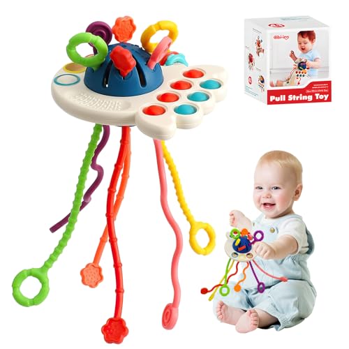 ZZQVIP Baby Montessori Spielzeug,Silikon-Zugschnur-Aktivitätsspielzeug,Lernspielzeug,Sensorisches Spielzeug,Baby Geschenk Mädchen Jungen,für Babys Kleinkinder ab 18+ Monaten,1,2,3 Jahr von ZZQVIP