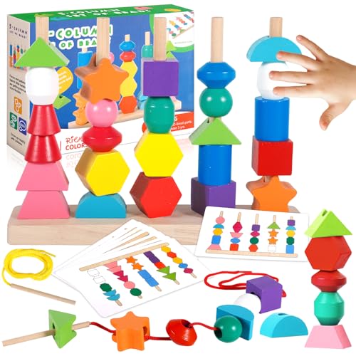 ZZQVIP Buntes Montessori Spielzeug ab 3 4 5 6 7 8 9+ Jahre, 2-in-1 Holzspielzeug Fädelspiel Stapelspiel, Sortierspiel, Motorikspielzeug mit Karten, Feinmotorik, Geschenk für Junge Mädchen und Kinder ZZQVIP Buntes Montessori Spielzeug ab 3 4 5 6 7 8 9+ Jahre, 2-in-1 Holzspielzeug Fädelspiel Stapelspiel, Sortierspiel, Motorikspielzeug mit Karten, Feinmotorik, Geschenk für Junge Mädchen und Kinder von ZZQVIP