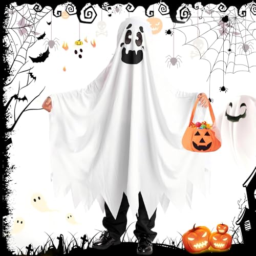 ZZQVIP Halloween Kostüm Kinder Geist mit Kürbistasche, Gespenst Kostüm Kinder, Gespenster Verkleidung für Jungen & Mädchen 5-12 Jahre, Unisex Geisterkostüm Ideal für Halloween Party & Trick or Treat ZZQVIP Halloween Kostüm Kinder Geist mit Kürbistasche, Gespenst Kostüm Kinder, Gespenster Verkleidung für Jungen & Mädchen 5-12 Jahre, Unisex Geisterkostüm Ideal für Halloween Party & Trick or Treat von ZZQVIP