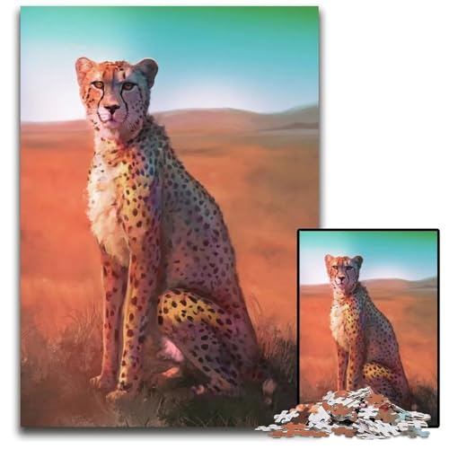 1000-teiliges Puzzle „Afrikanische Savanne Papierpuzzle für Erwachsene Weihnachten Halloween Ostern Neujahr 1000 PCS (38 x 26 cm) von ZZQWIPEIS