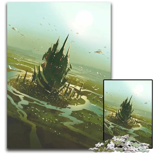 1000-teiliges Puzzle „Alien Civilization schwierige Puzzles für Erwachsene perfekte Dekoration für Zuhause oder das Büro 1000 Teile (75 x 50 cm) von ZZQWIPEIS