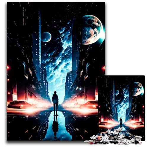 1000-teiliges Puzzle „Amazing Cyberpunk Nights Holzpuzzle für Erwachsene Weihnachten Halloween Ostern Neujahr 1000 Teile (75 x 50 cm) von ZZQWIPEIS