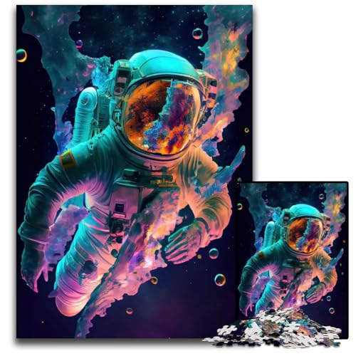 1000-teiliges Puzzle „EIN Astronaut fliegt Papierpuzzle für Erwachsene Weihnachten Halloween Ostern Neujahr 1000 Teile (38 x 26 cm) von ZZQWIPEIS