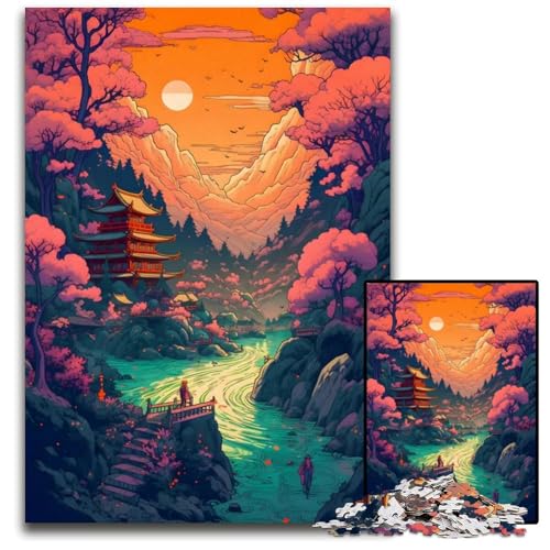 1000-teiliges Puzzle „Fantastischer Sonnenuntergang Puzzle für Erwachsene für Heimdekoration Gehirntraining 1000 Teile (75 x 50 cm) von ZZQWIPEIS