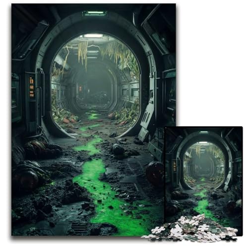 1000-teiliges Puzzle „Korridor Einer verlassenen Raumstation unmögliches Puzzle für Erwachsene pädagogische Aktivität zur Verbesserung kognitiver Fähigkeiten 1000 Teile (75 x 50 cm) von ZZQWIPEIS