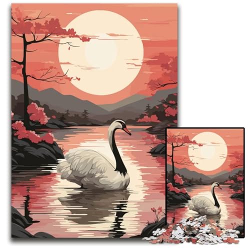 1000-teiliges Puzzle „Tier-Japan-Vibes Holzpuzzle für Erwachsene Weihnachten Halloween Ostern Neujahr 1000 PCS (75 x 50 cm) von ZZQWIPEIS