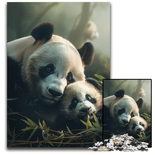 1000-teiliges Puzzle „Tierfamilie Holzpuzzle für Erwachsene Weihnachten Halloween Ostern Neujahr 1000 PCS (75 x 50 cm) von ZZQWIPEIS