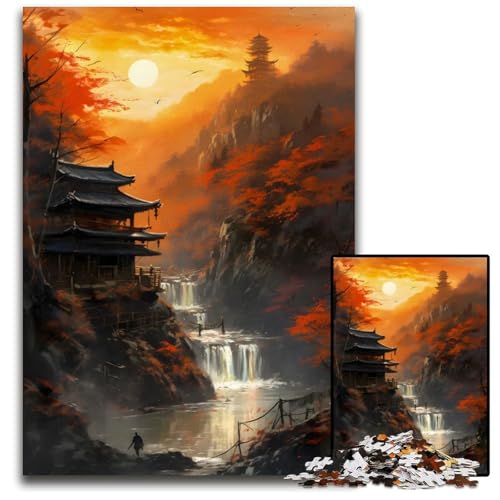 1000-teiliges Puzzle „Wundervoller Sonnenuntergang am Fluss Papierpuzzle für Erwachsene Weihnachten Halloween Ostern Neujahr 1000 PCS (38 x 26 cm) von ZZQWIPEIS