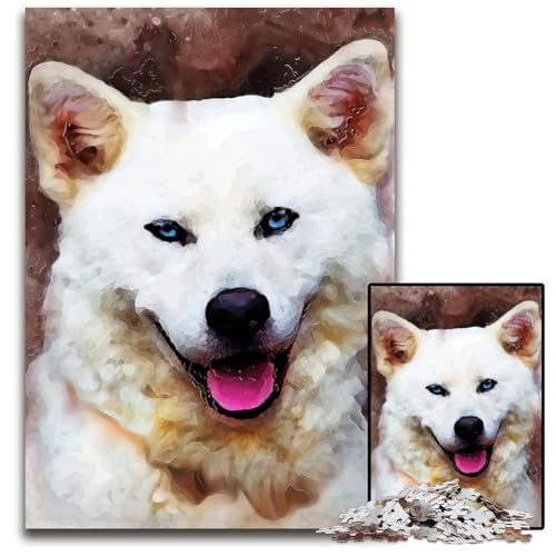 1000-teiliges Puzzle Akita Inu-Hund unmögliches Puzzle für Erwachsene DIY Heimdekoration Geschenk Denksportspiel 1000 Teile (38 x 26 cm) von ZZQWIPEIS
