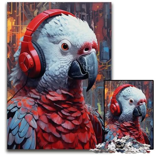1000-teiliges Puzzle Graupapagei Puzzle für Erwachsene entspannende Unterhaltung Heimdekoration 1000 Teile (75 x 50 cm) von ZZQWIPEIS