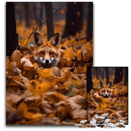 1000-teiliges Puzzle Tier-Herbstfuchs-Puzzle für Erwachsene entspannende Unterhaltung Heimdekoration 1000 Teile (75 x 50 cm) von ZZQWIPEIS