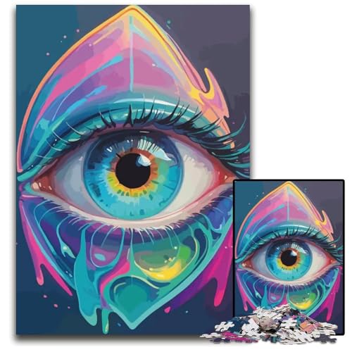 1000-teiliges Puzzle abstrakte Augenkunst Puzzles für Erwachsene für Heimdekoration Gehirntraining 1000 PCS (38 x 26 cm) von ZZQWIPEIS