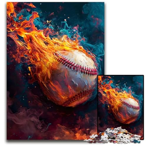 1000-teiliges Puzzle abstrakte Baseball-Flammen schwierige Puzzles für Erwachsene perfekte Dekoration für Zuhause oder das Büro 1000 Teile (75 x 50 cm) von ZZQWIPEIS