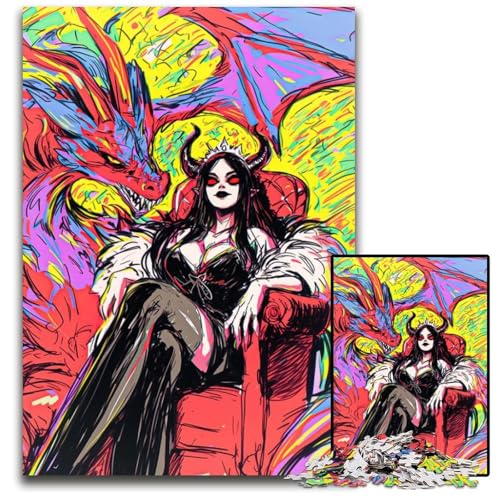 1000-teiliges Puzzle abstrakte Dämonenkönigin Papierpuzzle für Erwachsene Weihnachten Halloween Ostern Neujahr 1000 PCS (38 x 26 cm) von ZZQWIPEIS