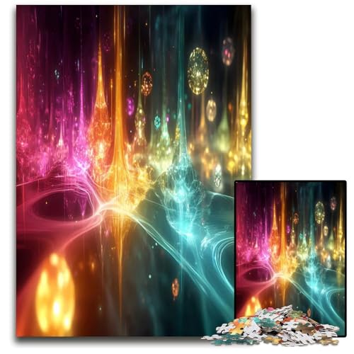 1000-teiliges Puzzle abstrakte Energielandschaft Holzpuzzle für Erwachsene Weihnachten Halloween Ostern Neujahr 1000 PCS (75 x 50 cm) von ZZQWIPEIS