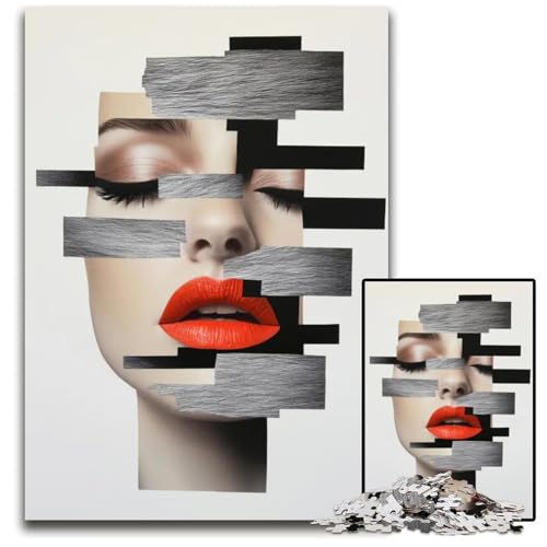 1000-teiliges Puzzle abstrakte Gesichtscollage Puzzles für Erwachsene entspannende Unterhaltung Heimdekoration 1000 Teile (75 x 50 cm) von ZZQWIPEIS