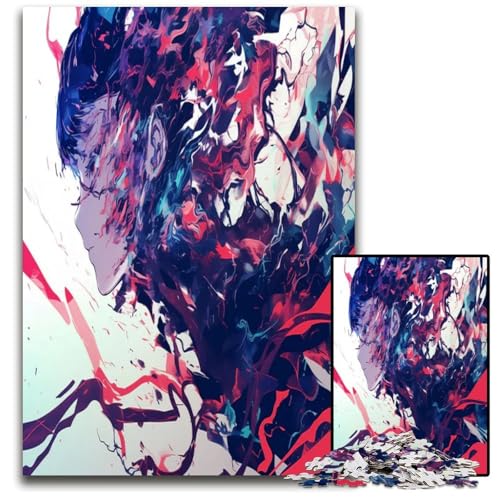 1000-teiliges Puzzle abstraktes Anime-Porträt Papierpuzzle für Erwachsene Weihnachten Halloween Ostern Neujahr 1000 PCS (38 x 26 cm) von ZZQWIPEIS
