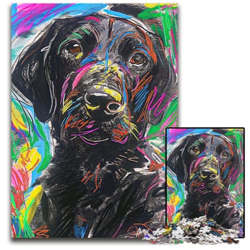 1000-teiliges Puzzle abstraktes Hundeporträt Puzzles für Erwachsene entspannende Unterhaltung Heimdekoration 1000 Teile (75 x 50 cm) von ZZQWIPEIS