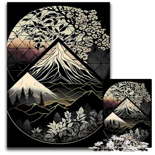 1000-teiliges Puzzle ästhetische japanische Natur Holzpuzzle für Erwachsene Weihnachten Halloween Ostern Neujahr 1000 PCS (75 x 50 cm) von ZZQWIPEIS