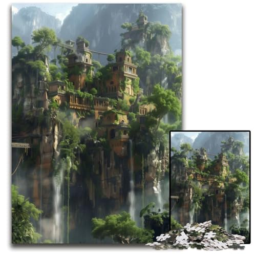 1000-teiliges Puzzle antikes Fantasy-Stadtbild Holzpuzzle für Erwachsene Weihnachten Halloween Ostern Neujahr 1000 PCS (75 x 50 cm) von ZZQWIPEIS