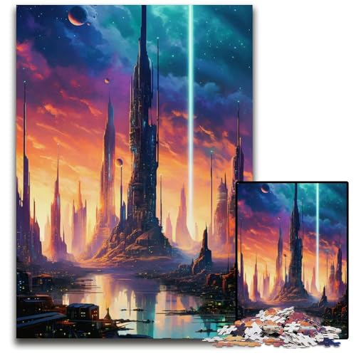 1000-teiliges Puzzle erstaunliche Gebäude Stadt Weltraum schwierige Puzzles für Erwachsene perfekte Heim- oder Bürodekoration 1000 Teile (75 x 50 cm) von ZZQWIPEIS