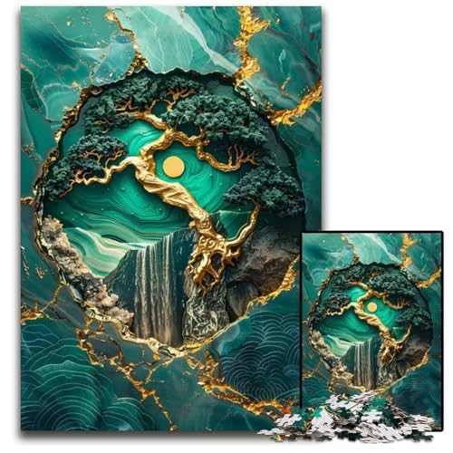 1000-teiliges Puzzle erstaunlicher Baum auf Granit Holzpuzzle für Erwachsene Weihnachten Halloween Ostern Neujahr 1000 PCS (75 x 50 cm) von ZZQWIPEIS