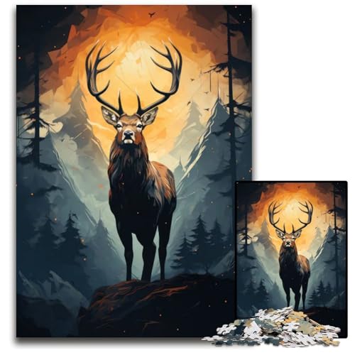 1000-teiliges Puzzle für Erwachsene Hirsch Geschenk Holzpuzzle anspruchsvolles Denkspiel für Teenager Spaß am Familienspielabend 1000 Teile (75 x 50 cm) von ZZQWIPEIS
