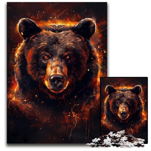 1000-teiliges Puzzle für Erwachsene Tierpuzzle „Majestätischer Bär Holzpuzzle Heimaktivität für Feiertage Geburtstage und Familienspieleabende 1000 Teile (75 x 50 cm) von ZZQWIPEIS